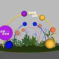 Creative Future Photo Check In Spot With Colorful Balls Flowers Arched Decoration And Green Grass