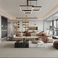 Modern Living And Dining Room Interior With Comfortable Sofa Coffee Table And Pendant Lights