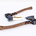 Traditional Battle Axes With Wooden Handles And Leather Straps Design