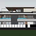 Modern Detached Villa Exterior Featuring Large Glass Windows Balconies And Lush Greenery