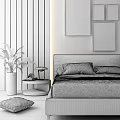 Modern background double bed combination 3d model
