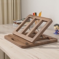 Bamboo-wood notebook shelf 3d model