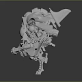 Mechanical Creature Character 3D Model With Armor And Weapon On Base 3d model
