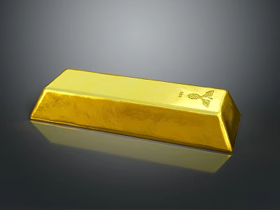 Shiny Golden Gold Bar With Smooth Surface And Reflective Finish On Dark Background 3d model