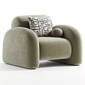 Modern Beige Single Sofa With Black And White Geometric Pillow And Brown Decorative Ball