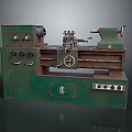 Vintage Green Lathe Industrial Machine With Control Knobs Dials And Workbench