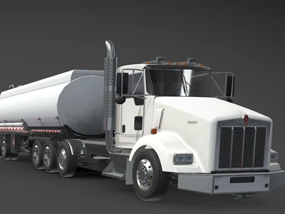 White Tanker Truck With Large Cargo Tank And Heavy Duty Transport Features 3d model