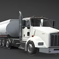 White Tanker Truck With Large Cargo Tank And Heavy Duty Transport Features