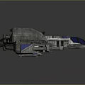 Futuristic Sci Fi Spaceship With Detailed Mechanical Structure And Blue Accents