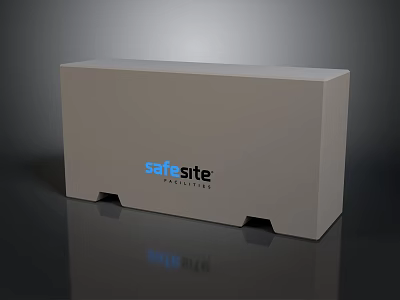 Sturdy Gray Rectangular SafeSite Enclosure With Support Feet And Branding 3d model