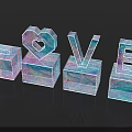 Sparkling LOVE Letters With Heart Shaped O On Black Background