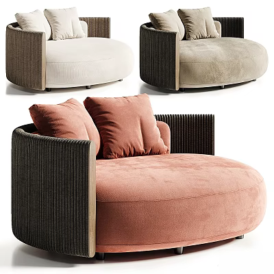Modern Leisure Accent Chairs Featuring Woven Armrests Soft Cushions and Multiple Colors 3d model