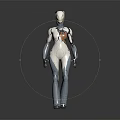 Futuristic Humanoid Sci Fi Character With Biomechanical Armor White Blue Design And Orange Core