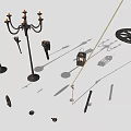 Classic Vintage Lighting Combination With Candelabra Floor Lamp Lantern And Decorative Pieces