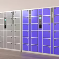 Modern Gray and Blue Lockers with Electronic Locks and Numbered Compartments in Indoor Setting