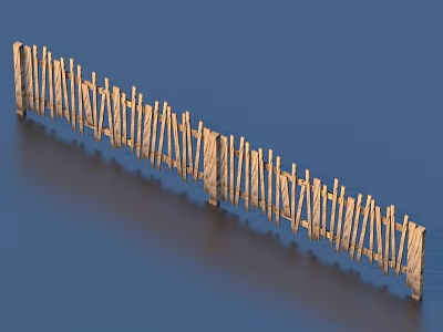 Rustic Decorative Wooden Picket Fence Garden Ornament For Outdoor Landscaping Design 3d model