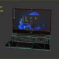 Sleek Modern Laptop Design Featuring Blue Screen Display Open Windows Interface And Keyboard 3d model