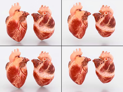 Realistic Heart Shaped Decorative Figurine Set With Multiple Pieces For Home 3d model