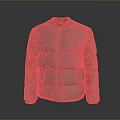 Pink Puffer Jacket With Gray Collar Zipper Closure And Chest Logo Design