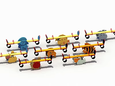 Colorful Wooden Animal Shaped Seesaw Toys with Playful Designs for Kids 3d model