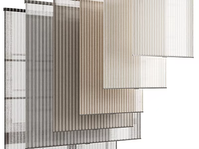 Modern Textured Curtains With Light Filtering Design And Neutral Colors For Home Interiors 3d model
