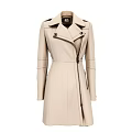 Classic Beige Trench Coat With Lapel Collar Belted Waist And Mid Length Design