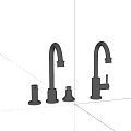 Sleek Modern Chrome Kitchen Faucets on Polished Marble Countertop with Handles
