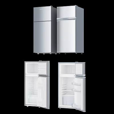 Stainless Steel Refrigerator Freezer With Open Door Interior Storage Shelves And Compartments 3d model
