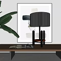 Ancient wood in the table lamp 3d model