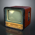 Vintage Old-fashioned Electronic Appliance With Wooden Case Television Screen And Knobs