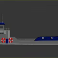 Blue Roofed Water Transport Vessel With Staircase Deck Pool Area And Red Lifebuoys
