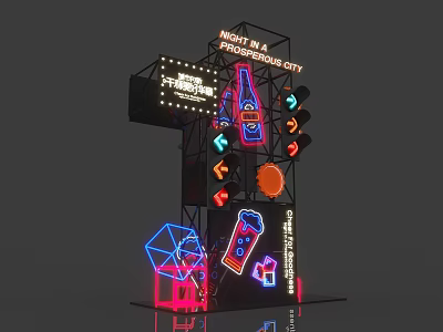 Modern Neon Spirit Fortress 3d model