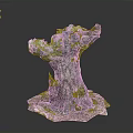 Decorative Plant With Natural Tree Stump Shape Green Moss Texture And Artistic Base