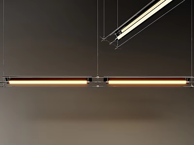 Modern Linear Chandelier With Warm Light And Metal Frame For Interior Space 3d model
