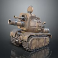 Vintage Mechanical Tank 3D Model With Dual Cannons Tracks And Textured Industrial Design
