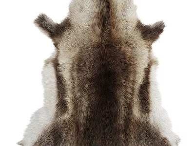 Square Natural Fur Rug With Realistic Brown White Texture For Living Room Decor 3d model