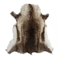 Square Natural Fur Rug With Realistic Brown White Texture For Living Room Decor
