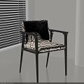Modern Dining Chair With Zebra Pattern Upholstery Black Frame And Armrests