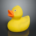 Yellow Rubber Duck Toy with Orange Beak on Smooth Dark Surface 3d model