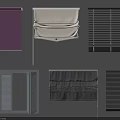Various Styles of Window Curtains in Different Colors Including Roller Roman and Venetian Blinds