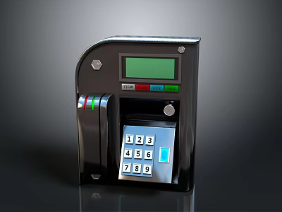 Household Self Service Terminal With Digital Keypad And Green LCD Screen For Daily Use 3d model