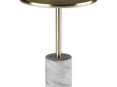 Modern White Marble And Gold Metal Side Table With Round Top Design 3d model