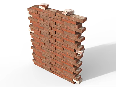 Red Brick Building Exterior Wall With Layered Stacked Bricks And Textured Surface Design 3d model