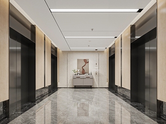 modern elevator hall 3d model