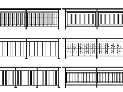 Various Modern Fence Railing Designs With Decorative Patterns And Simple Structures 3d model