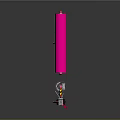 Pink Mechanical Equipment With Yellow Black Warning Stripes And Support Components