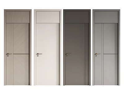 Modern Flush Doors With Multiple Colors And Wooden Texture Design 3d model