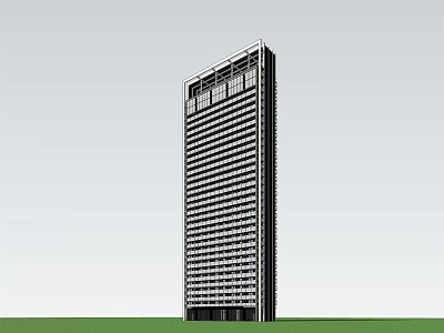 Modern High Rise Building Exterior With Glass Windows And Green Lawn Base Design 3d model