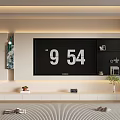 Modern Minimalist TV Wall Design With Embedded TV Black Shelves And Potted Plants
