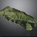 Green Mountain Terrain Model With Detailed Topography And Support Lines